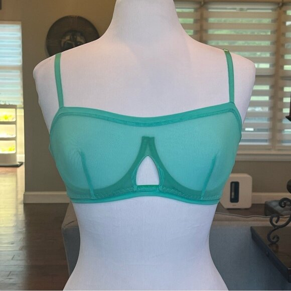 NWT We are HAH Free People Bra Fits 30-38C Teal Mesh Sheer 30C 32C 34C 36C 38C - Picture 2 of 14